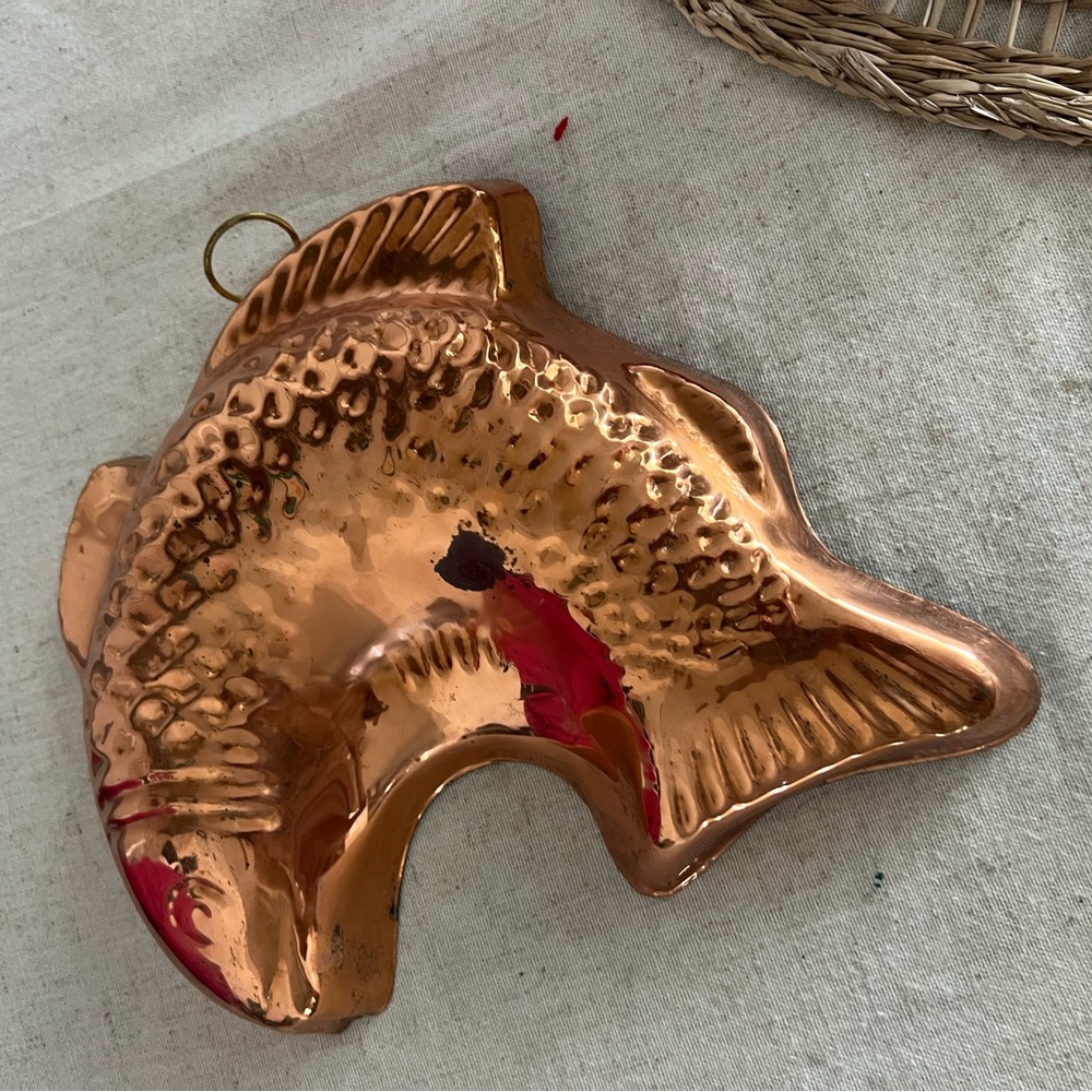 Benjamin & Medwin Copper Fish Cake Jello Mold Pan Kitchen Wall Decor Vintage